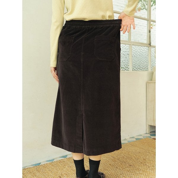 코듀로이 미디롱 스커트 브라운 250904BR