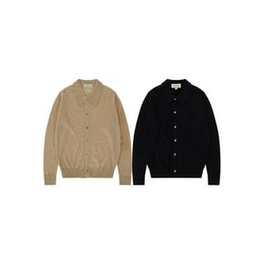 Mohair polo Collar Cardigan Knit (Beige)