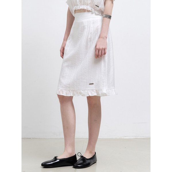 PIN STRIPE FLARE SKIRT_BLACK