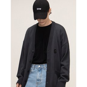 [UNISEX]G로고 플로킹 니트 가디건_차콜