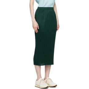 플리츠플리즈 그린 뉴 컬러풀 베이직 3 미디 스커트 PP47JG808 69 Dark Green