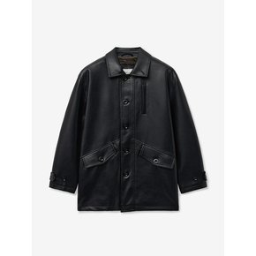 LOOSE FIT SAFARI LEATHER JACKET_BLACK