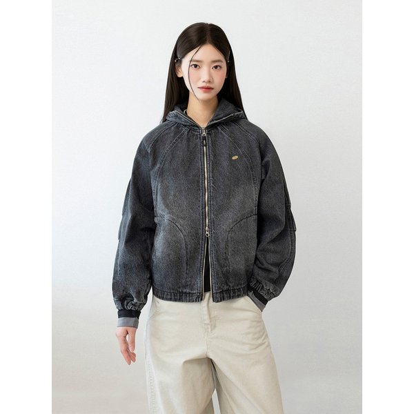 2WAY 베이직 슬래쉬 후드 집업_데님 빈티지 블랙