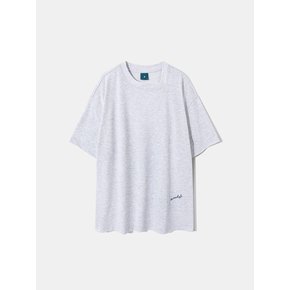 Curved Neck Logo Short Sleeve T-shirt T75 White Merange