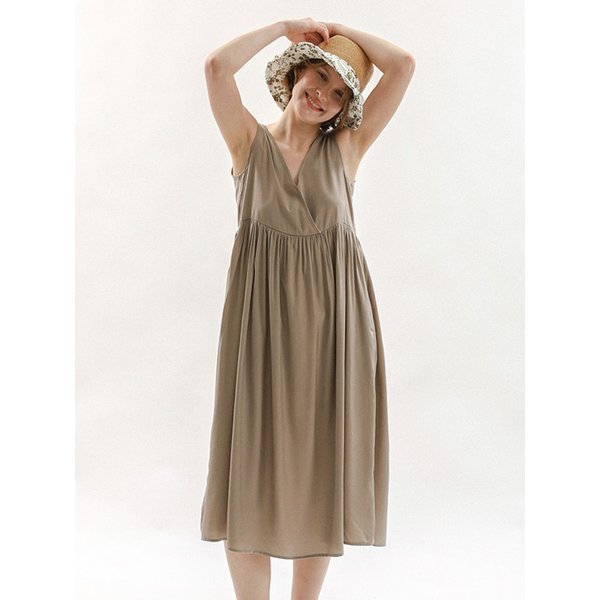 MJ_V-neck satin slip pajama dress_2color