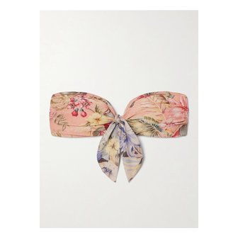 짐머만 코코 타이 디테일 플로럴 프린트 메탈릭 방도 비키니 탑 핑크 46376663162884587