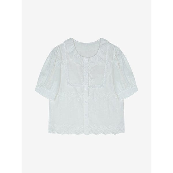 자수 레이스 카라 블라우스 (TMBAE7454)