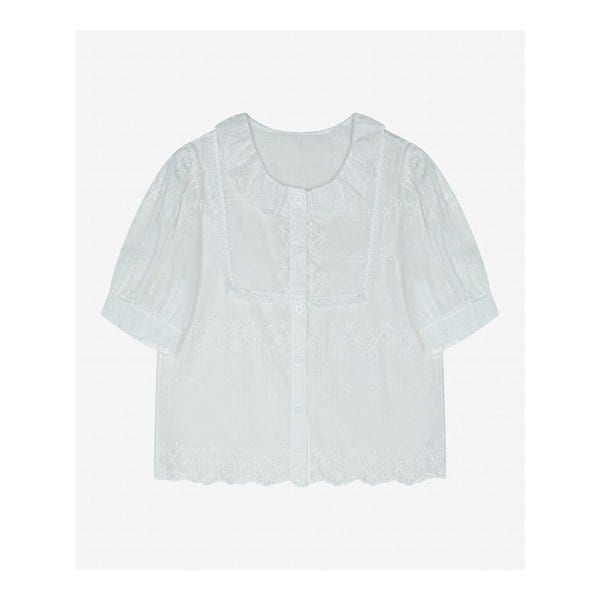 자수 레이스 카라 블라우스 (TMBAE7454)