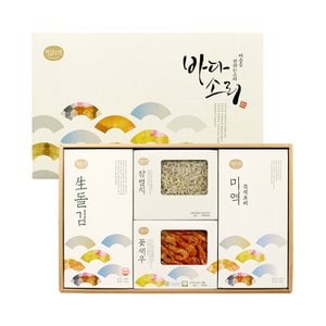 바다소리 보람2호 인기4종구성 선물세트 (생돌김+꽃새우+세멸+미역) / (쇼핑백동봉)