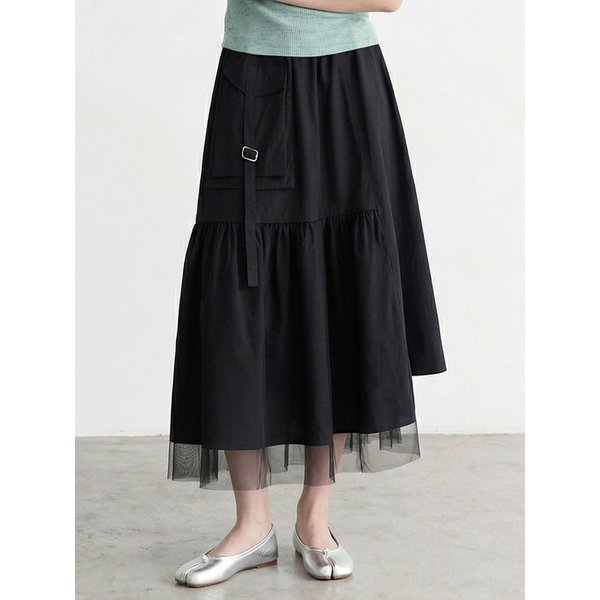 벨티드 포켓 언발란스 스커트_T611BT721