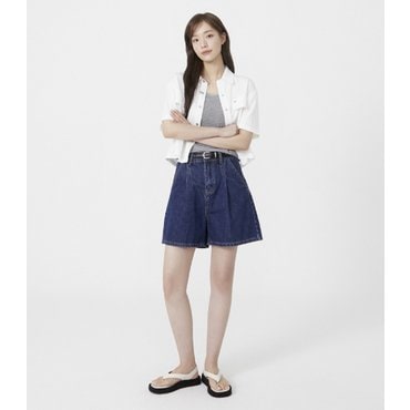 플라스틱아일랜드 핀턱 데님 숏 팬츠 (PR2DP731)