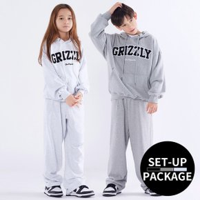 주니어 GRIZZLY 핸들자수 오버핏 후드티 트레이닝 세트 JTS J47645_P347251832