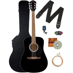 미국 펜더 기타 Fender FA-125 Dreadnought Acoustic Guitar - Black Bundle with Hard Case Tun