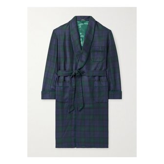 RUBINACCI 루비나찌 벨트 스트라이프 울 트윌 가운 블루 46376663163002715