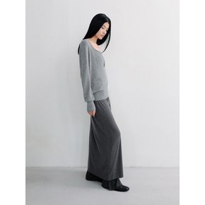 SOFT BRUSHED MAXI SKIRT [CHARCOAL]