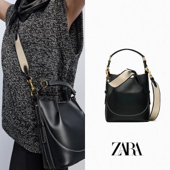  ZARA 자라 블랙 탑스티칭 버킷 숄더 백