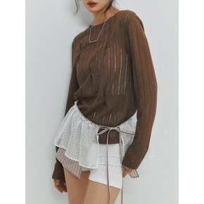 PINCHED SUMMER SLEEVE TOP - BROWN