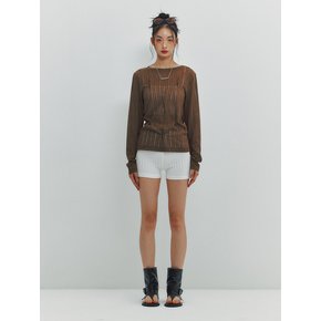 PINCHED SUMMER SLEEVE TOP - BROWN