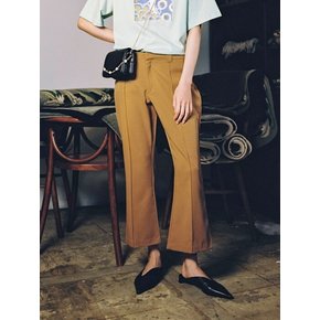 BROWN CROP FLARE PANTS