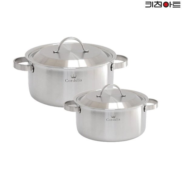 코델리아 통5중 스텐레스 인덕션 냄비세트 2종C(양수20+24) 스텐냄비