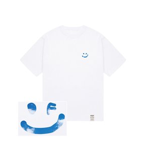 [UNISEX]SKY 구름 드로잉스마일 반팔티_화이트