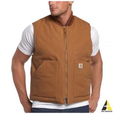 CARHARTT 칼하트 24FW Relaxed Fit Firm Duck Insulated Rib Collar Vest (106676 BRN) (릴렉스