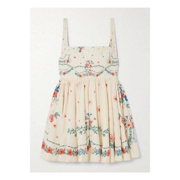 이에르바부에나 모스케타 개더 플로럴 코튼 포플린 미니 드레스 46376663162866617