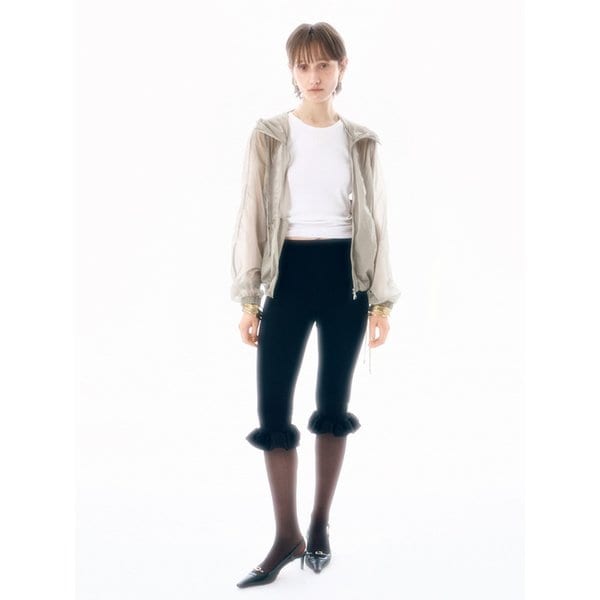 SHIRRING SHEER HOODED WINDBREAKER LGR
