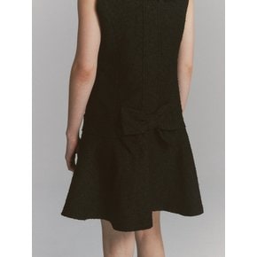 Back Ribbon Tweed Dress Black