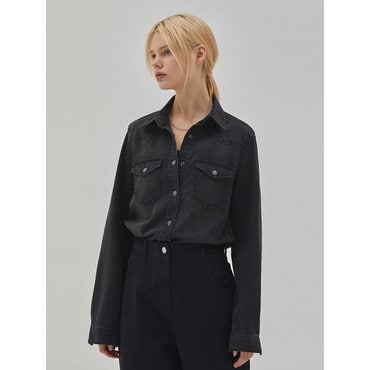 률앤와이 DENIM BASIC WESTERN SHIRT BLACK