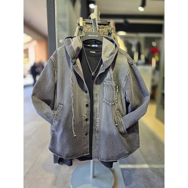 [시흥점] 26 워싱후드 세미 오버핏 데님셔켓(남여공용)/JHZZ50102BK
