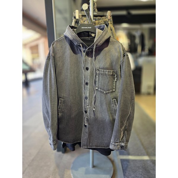 [시흥점] 26 워싱후드 세미 오버핏 데님셔켓(남여공용)/JHZZ50102BK