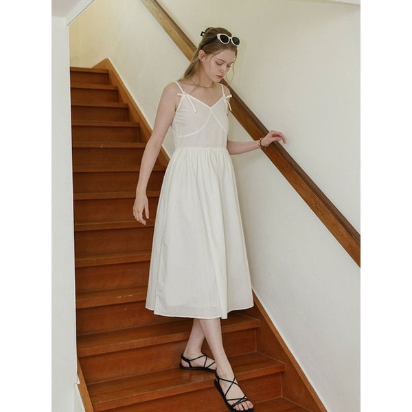DD_Bow strap flare dress_WHITE