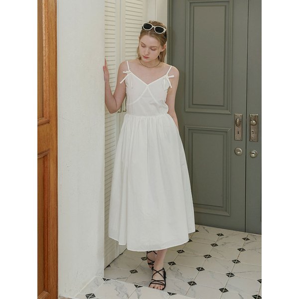 DD_Bow strap flare dress_WHITE
