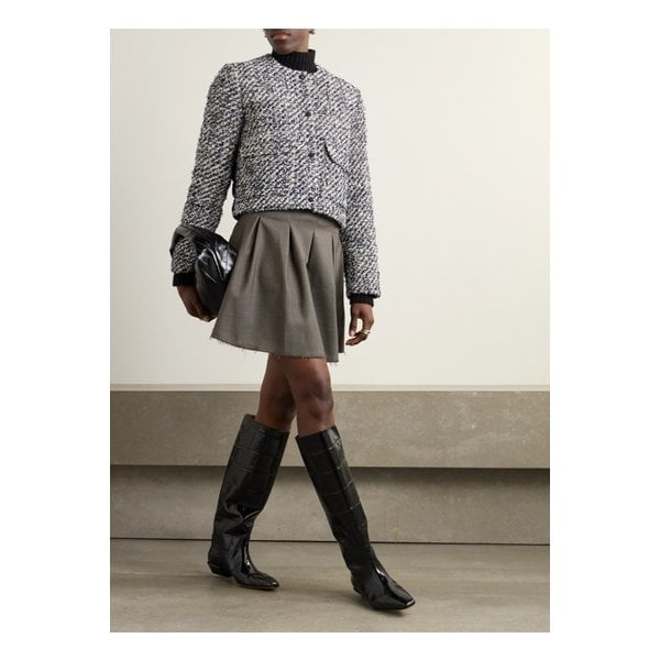 몽클레어 도핀 퀼팅 셸 패널 코튼 혼방 트위드 다운 재킷 그레이 1647597352231608