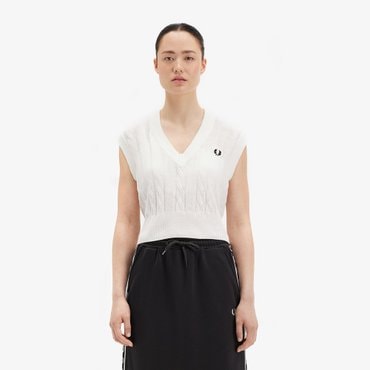프레드페리 [플랫폼+] 프레드페리 25년 [Womens] 케이블 니트 베스트 AFPF2519110-129