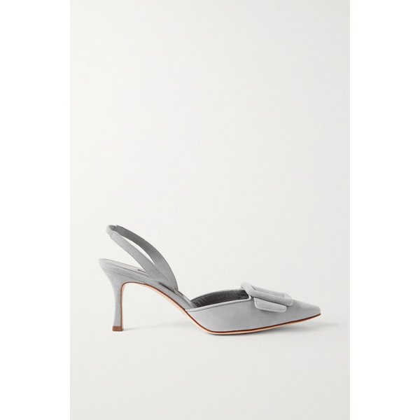Maysli 70 Buckled Suede-trimmed Linen-canvas Slingback Pumps 라이트 그레이