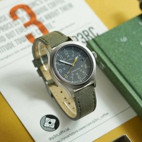 익스페디션 스카웃 40mm 올리브그린 가죽밴드 남자 손목시계