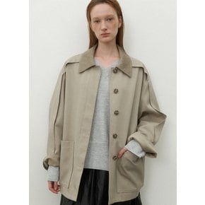 (CT-1446)CORDUROY COLLAR OVERFIT COAT