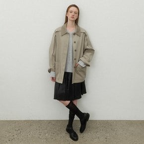 (CT-1446)CORDUROY COLLAR OVERFIT COAT