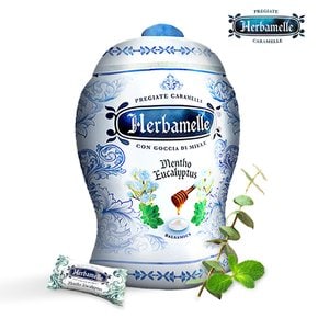 Herbamelle 에르바멜레 이탈리아 프리미엄 허니드롭 멘토 유칼립투스 75g 캔디 글루텐 FREE