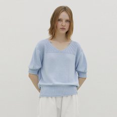 Boucle V-Neck Knit_SKY BLUE