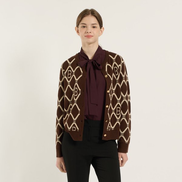 [여주점] B 로고플레이 자카드 가디건 B5C8K121