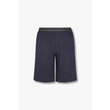EMPORIO ARMANI 남성 로고 밴딩 패턴드 라운지 쇼츠(0814331001)