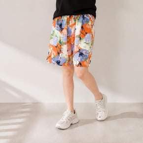 여성 여름 5부 반바지 아이스 인견 혼합 빅프린팅