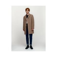 Cashmere Blended Herringbone 3-Button Coat_Light Brown