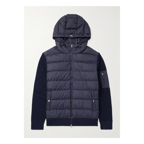 셸 트리밍 울 후드 다운 재킷 블루 46376663162875003