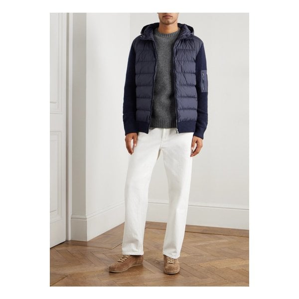 셸 트리밍 울 후드 다운 재킷 블루 46376663162875003