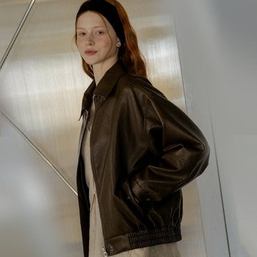 노운베러 Soft touch faux leather jumper_Brown