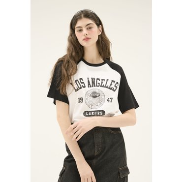 NBA 남여공용 LAL 라글란 반팔 티셔츠 N252TS125P